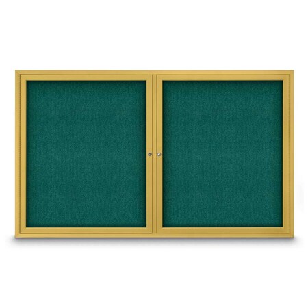 United Visual Products Sliding Door Indoor Enclosed Corkboard, 9 UV9029ACS-SATIN-PUMICE